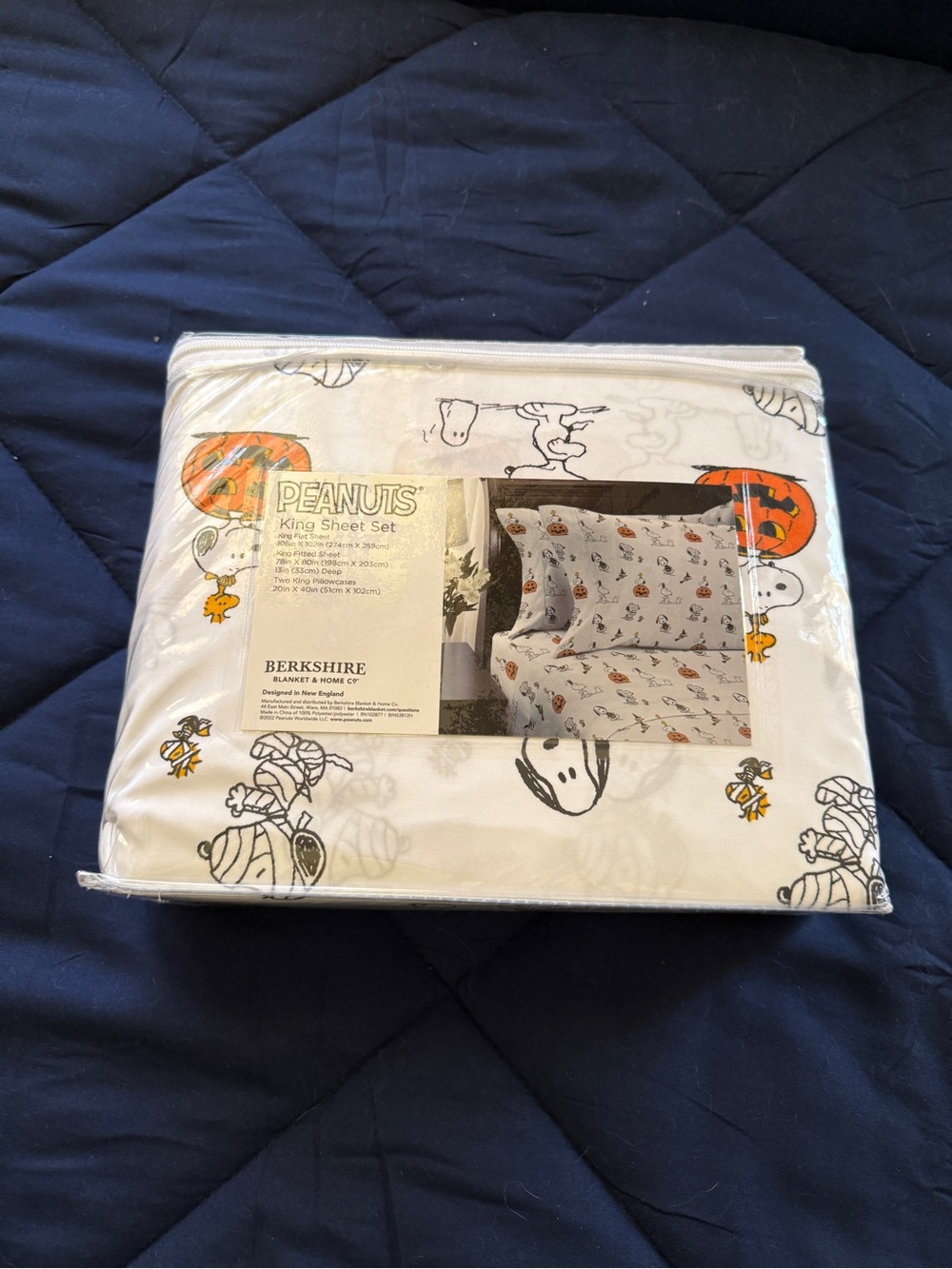 Berkshire Peanuts King Sheet Set Halloween Print Snoopy - Picture 2 of 2